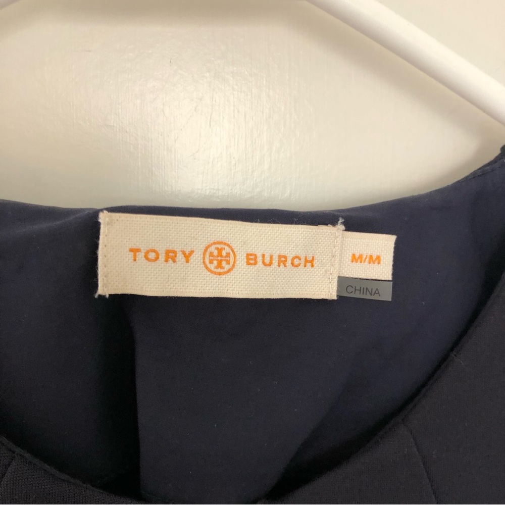 Tory Burch Pencil sheath Dress compression fabric front exposed Zipper pockets M - Picture 3 of 13